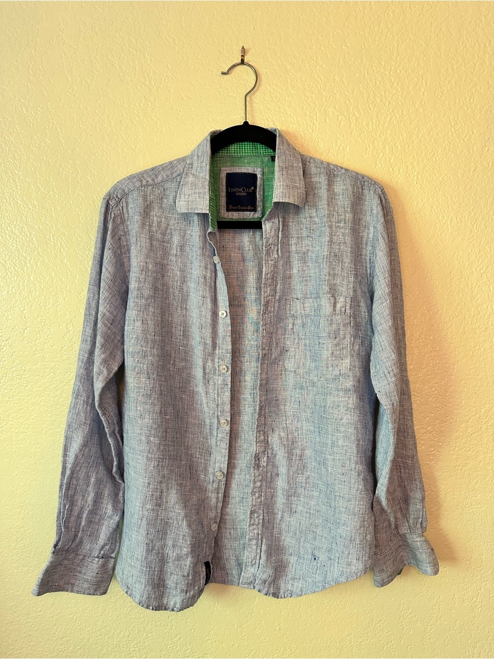 100% Linen Light Blue Men’s Button-Down Shirt